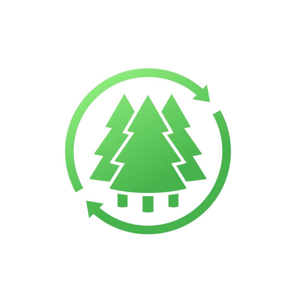 ícone de reflorestamento com árvores vetor