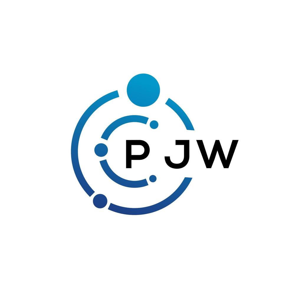 design de logotipo de tecnologia de letra pjw em fundo branco. pjw iniciais criativas carta-lo conceito de logotipo. design de letra pjw. vetor