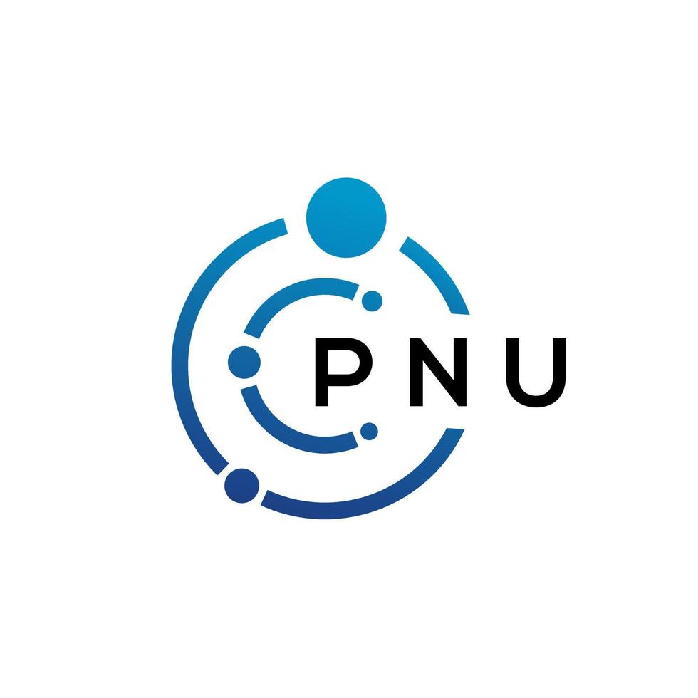 design de logotipo de tecnologia de letra pnu em fundo branco. pnu letras iniciais criativas conceito de logotipo. design de letra pnu. vetor