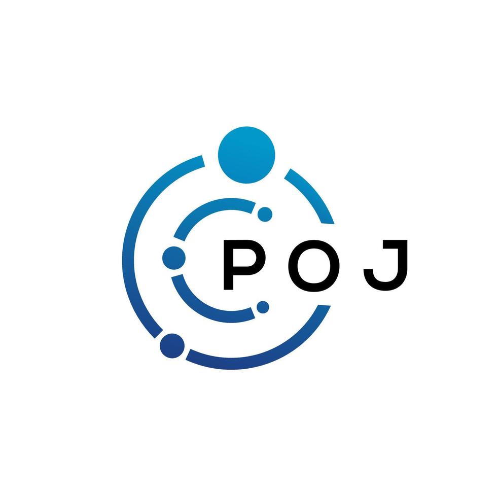 design de logotipo de tecnologia carta poj em fundo branco. poj letras iniciais criativas conceito de logotipo. design de letra poj. vetor