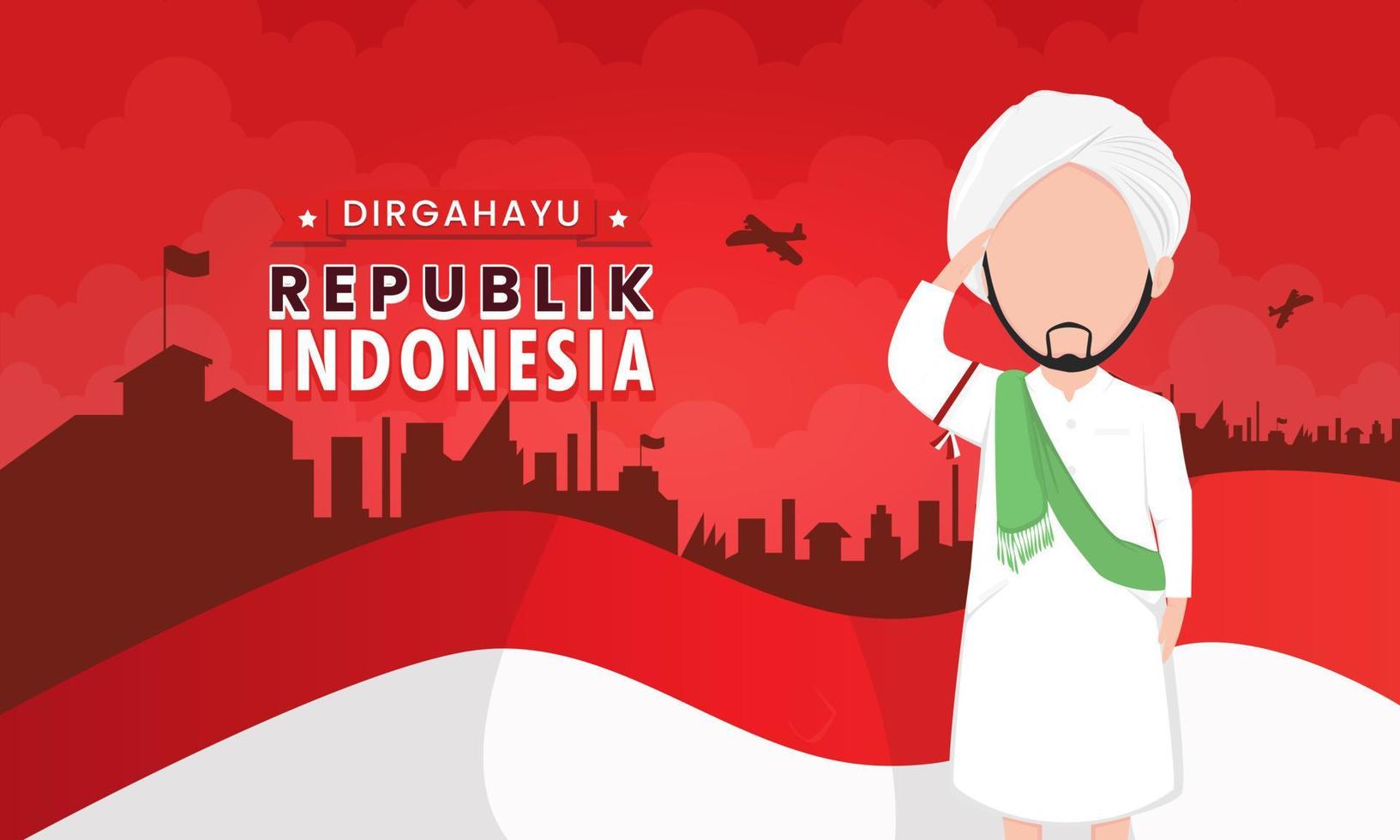 dirgahayu republik bandeira da indonésia vetor