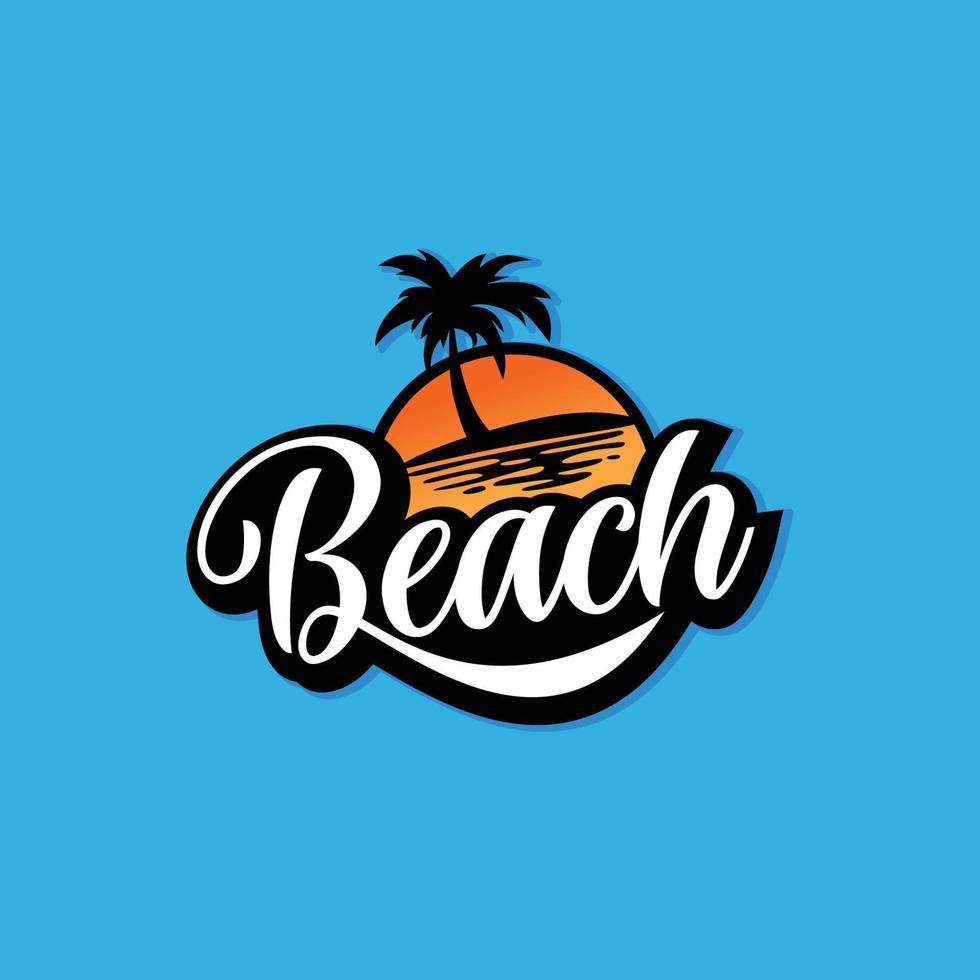 praia, mar, pôr do sol, nascer do sol, ilustração vetorial de design de logotipo vetor