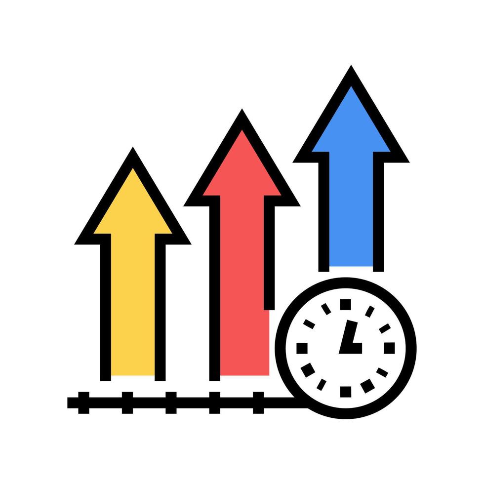 sinal de ilustração vetorial de ícone de cor de produtividade de crescimento vetor