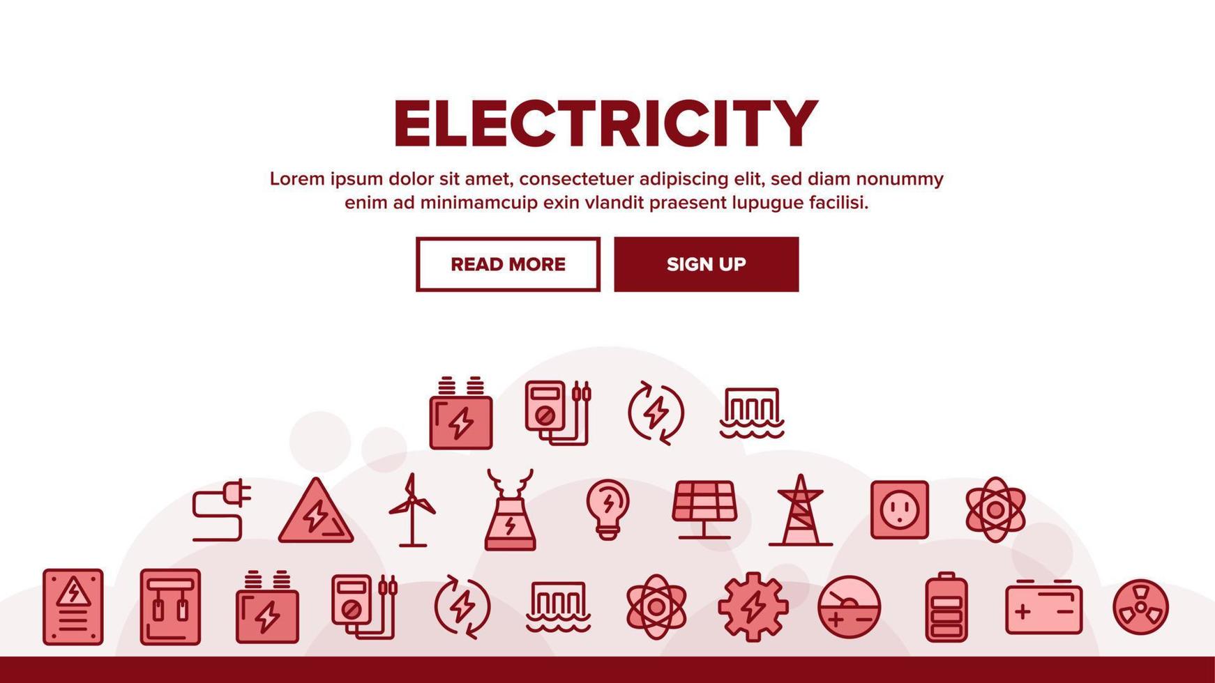 conjunto de ícones da indústria de eletricidade de coleção vetor