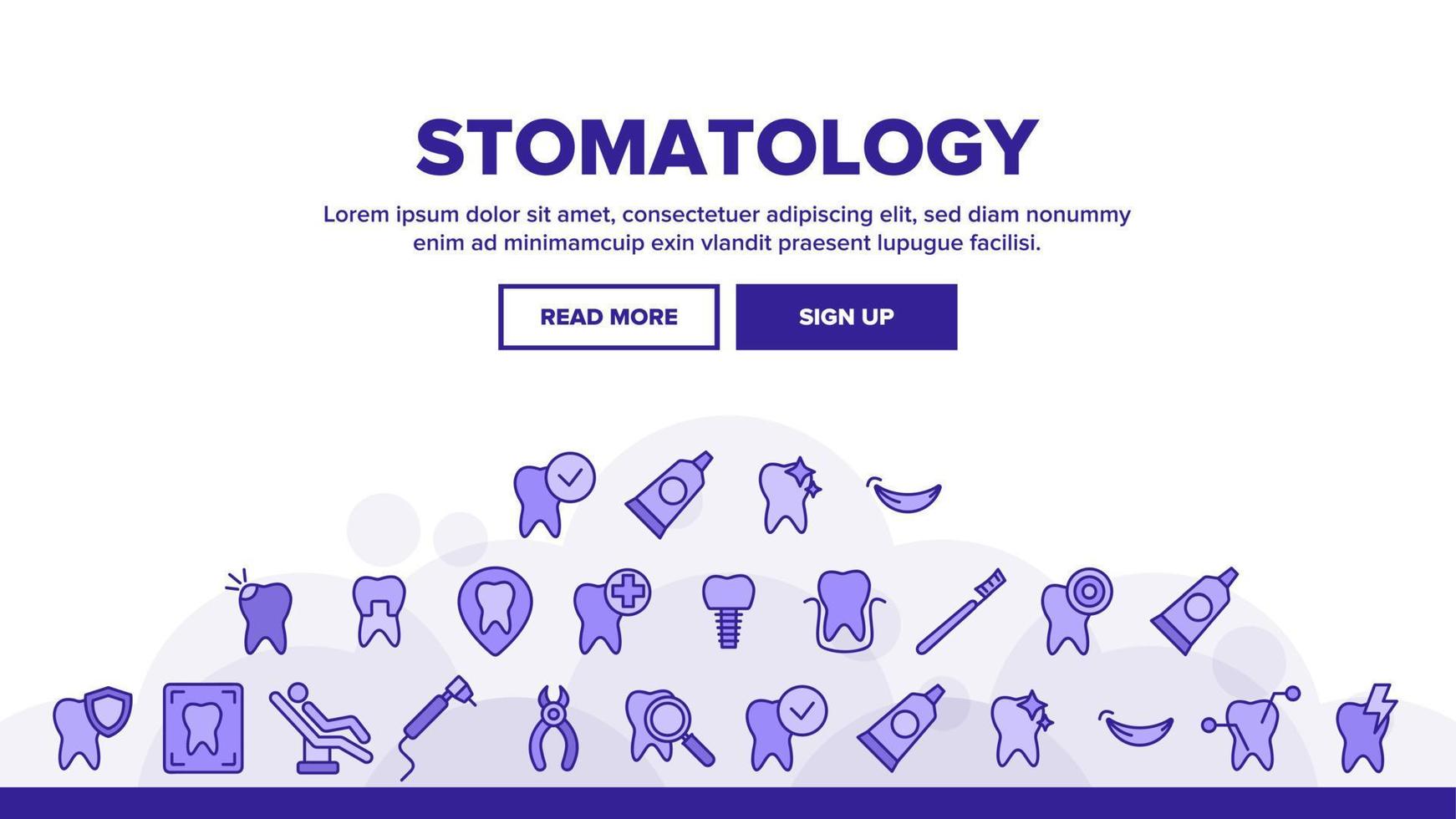 conjunto de ícones lineares de vetor de estomatologia e odontologia