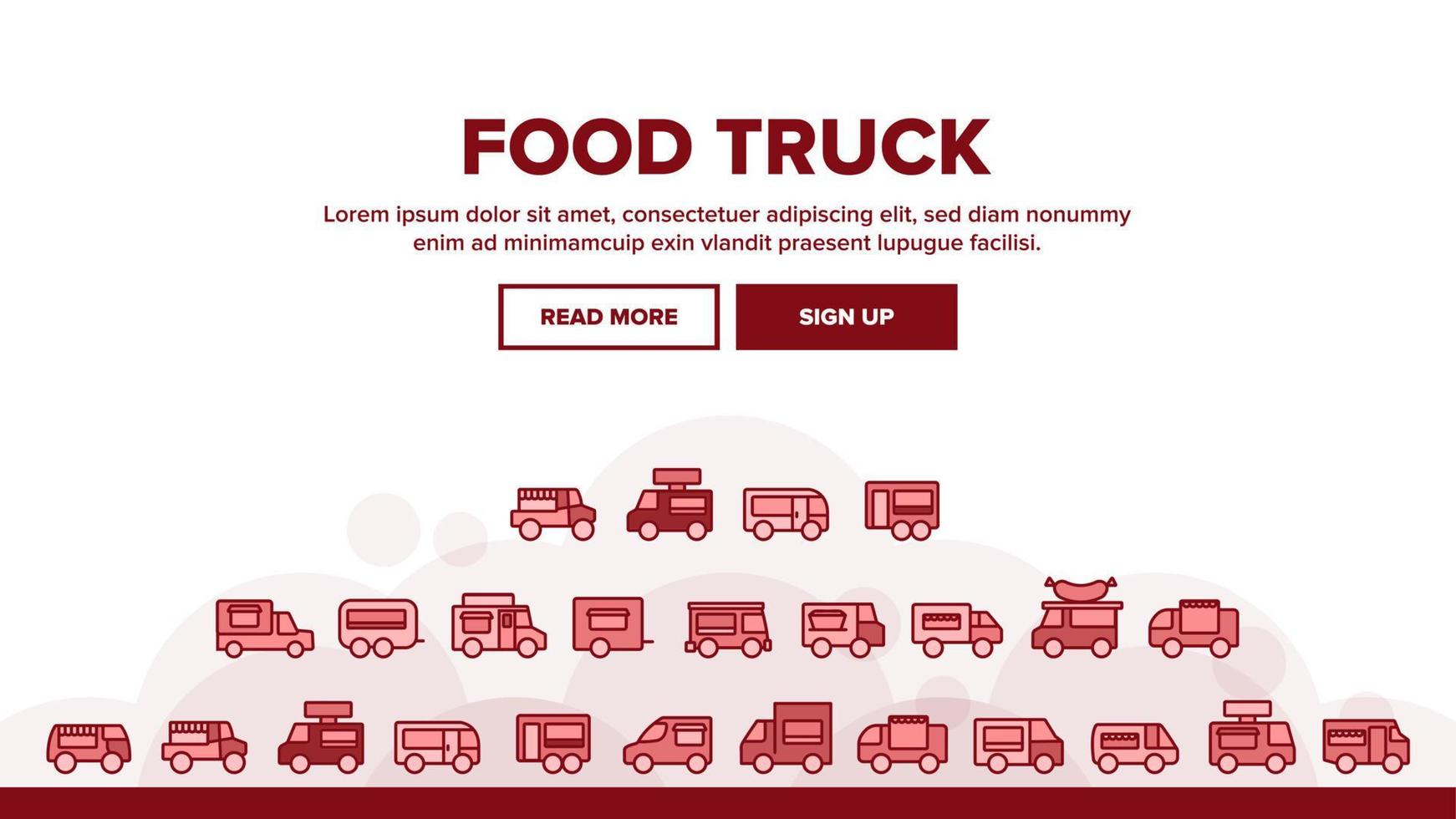 vetor de cabeçalho de desembarque de transporte de caminhão de comida