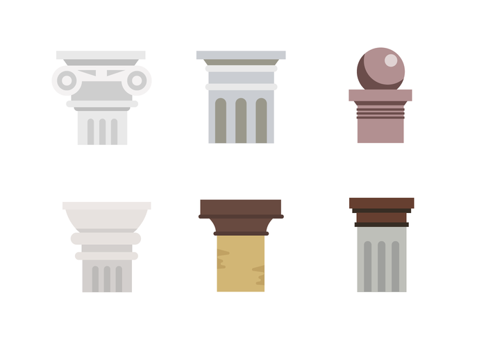 Ícones planos da coluna romana vetor