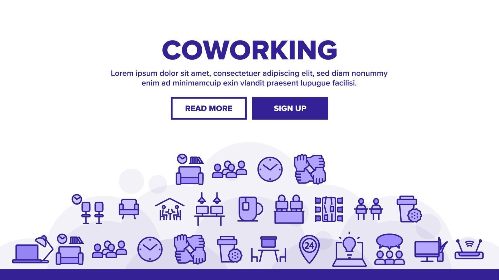 vetor de cabeçalho de aterrissagem de coworking