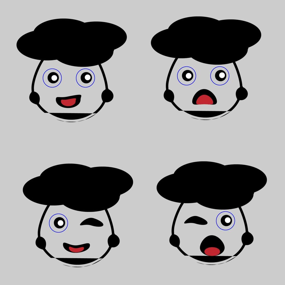 quatro poses de rosto bonito dos desenhos animados vetor