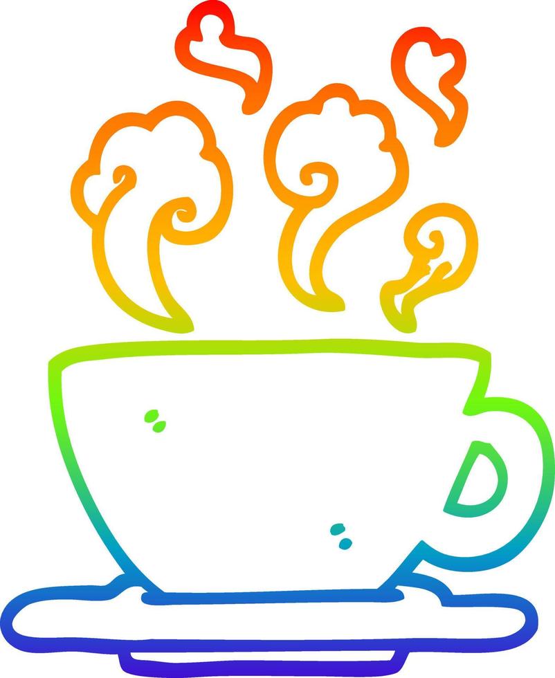 desenho de linha de gradiente de arco-íris desenho de xícara de café quente vetor