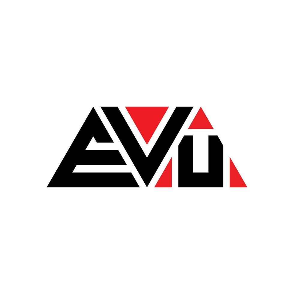 design de logotipo de letra de triângulo evu com forma de triângulo. monograma de design de logotipo de triângulo evu. modelo de logotipo de vetor de triângulo evu com cor vermelha. logotipo triangular evu logotipo simples, elegante e luxuoso. evu