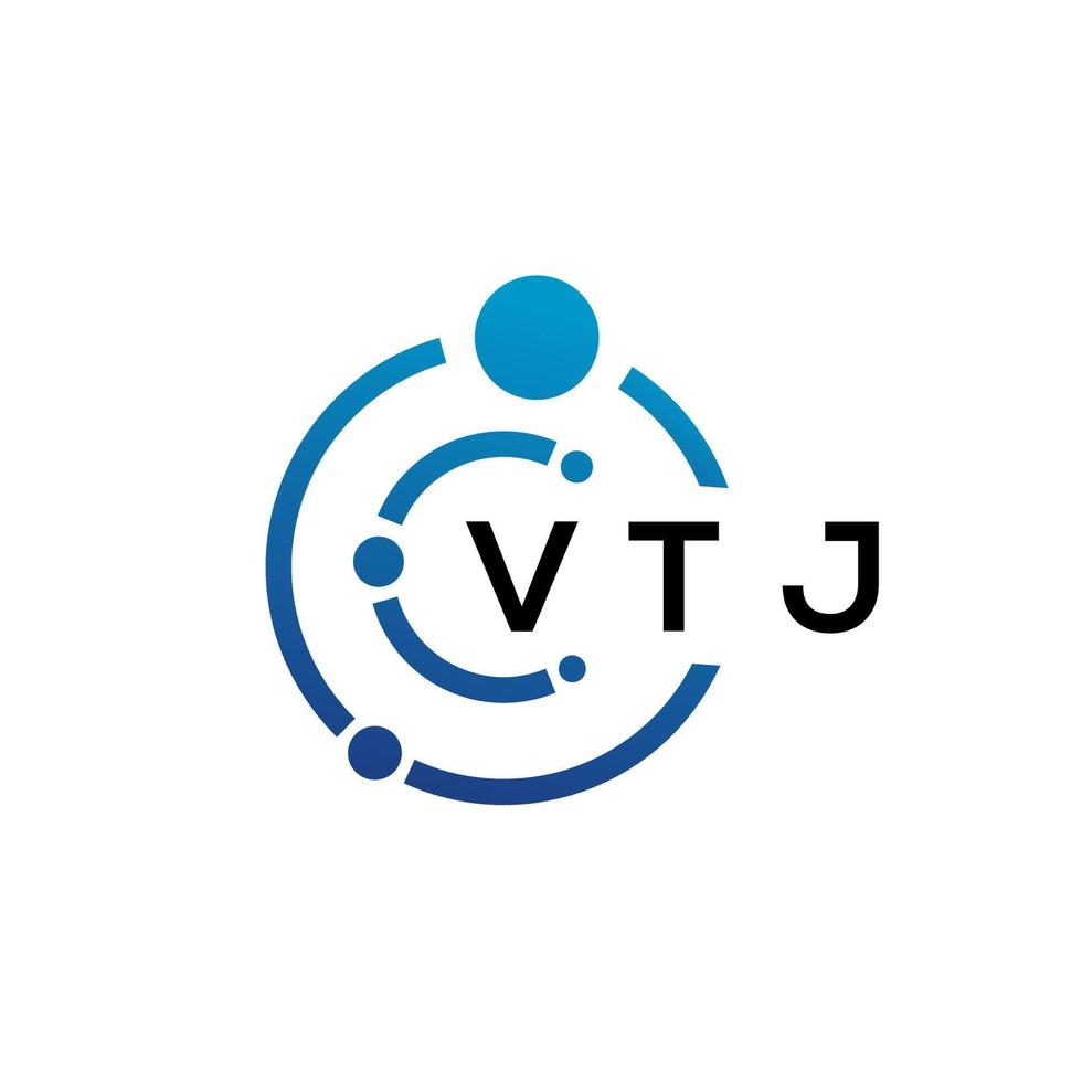 design de logotipo de tecnologia de letra vtj em fundo branco. vtj iniciais criativas carta-lo conceito de logotipo. design de letra vtj. vetor