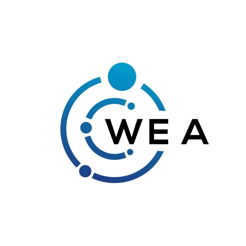 design de logotipo de tecnologia de carta wea em fundo branco. wea letras iniciais criativas conceito de logotipo. design de letras wea. vetor