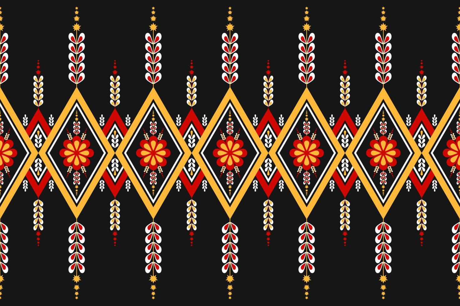 padrão sem emenda oriental geométrico étnico tradicional. decoração de flores coloridas. design para plano de fundo, papel de parede, ilustração vetorial, têxtil, tecido, vestuário, batik, tapete, bordado. vetor