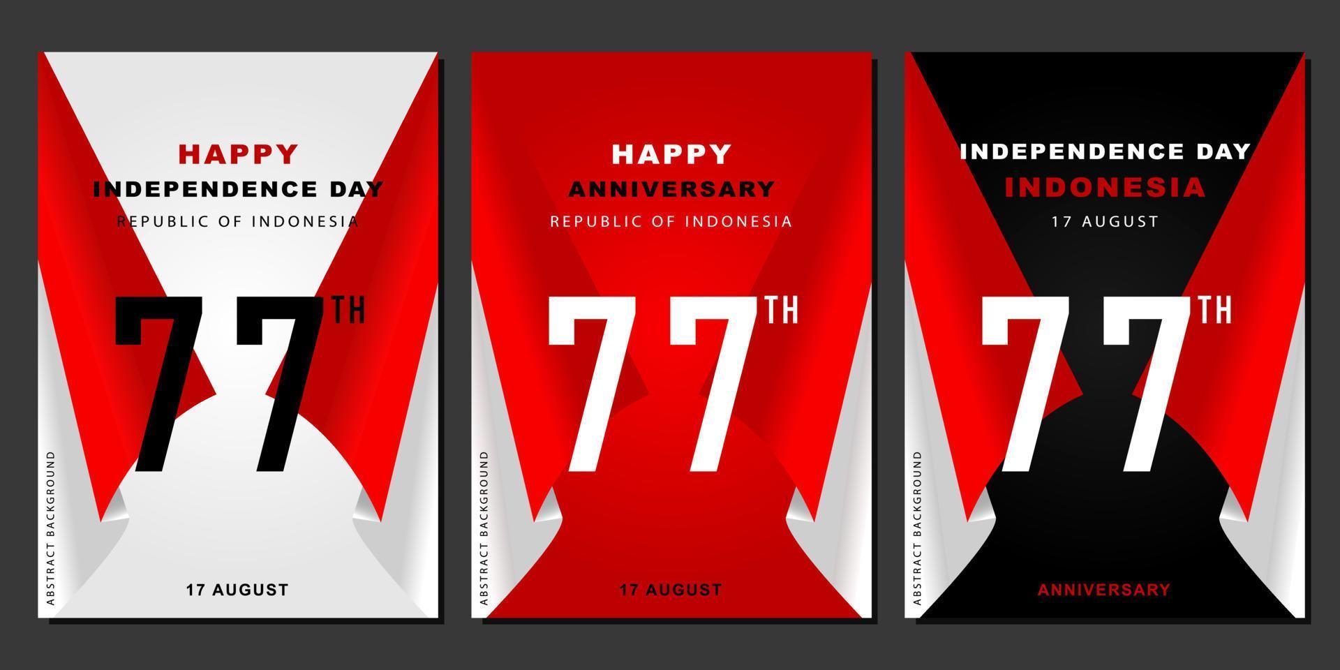 design de modelo de bandeira indonésia com conceito de cor gradiente branco vermelho. República do dia da independência da Indonésia. aniversário da república da indonésia. 17 de agosto de design de modelo de banner de mídia social. vetor
