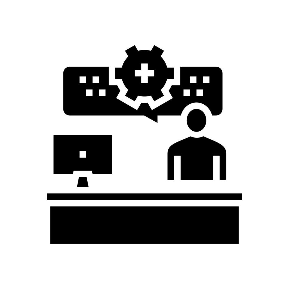 ilustração em vetor de ícone de glifo de processo de trabalho de funcionário