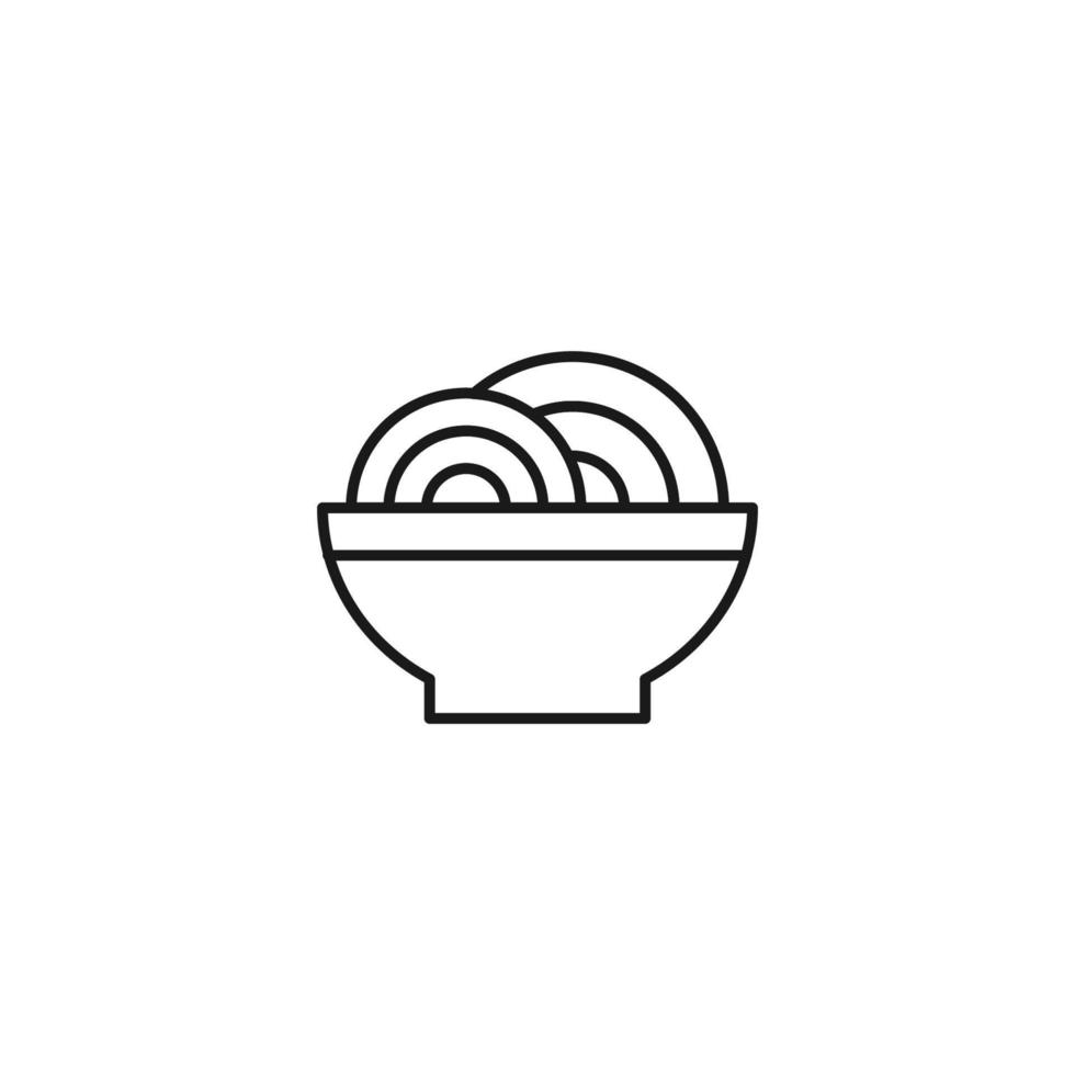 conceito de comida e nutrição. ilustração monocromática minimalista desenhada com linha fina preta. ícone de vetor de traçado editável de macarrão japonês