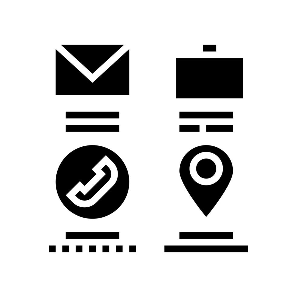 correio, chamada de negócios e ilustração em vetor ícone glifo de localização