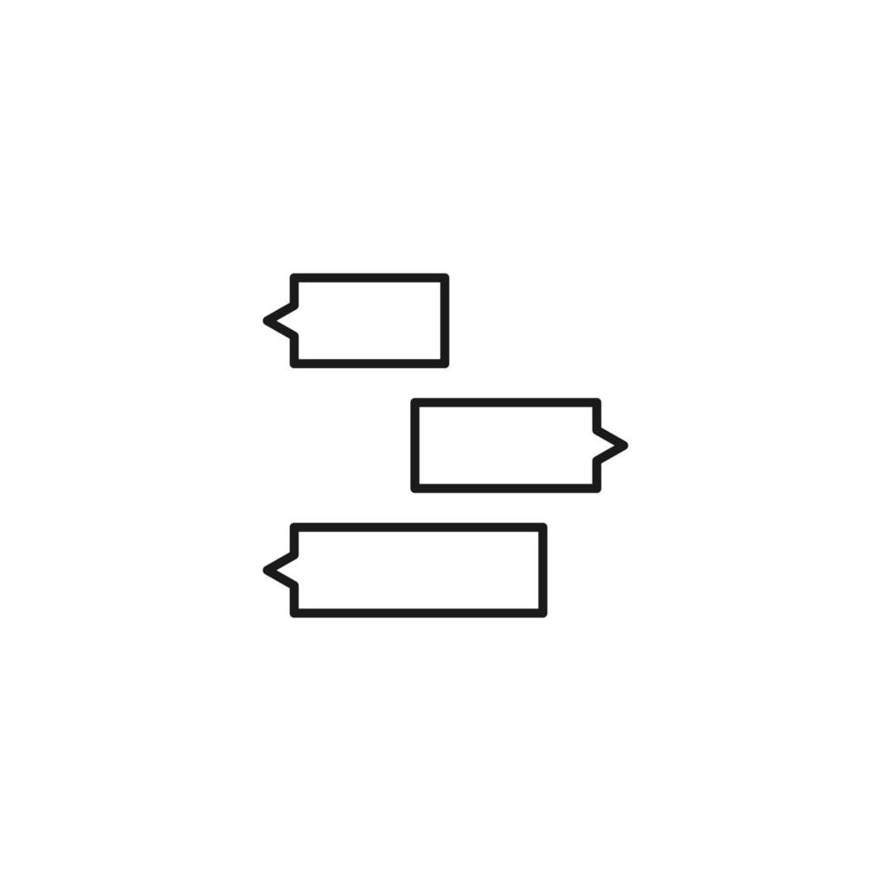 sinal simples preto e branco. ilustração minimalista monocromática adequada para aplicativos, livros, modelos, artigos etc. ícone de linha vetorial de bolhas de fala retangulares longas vetor