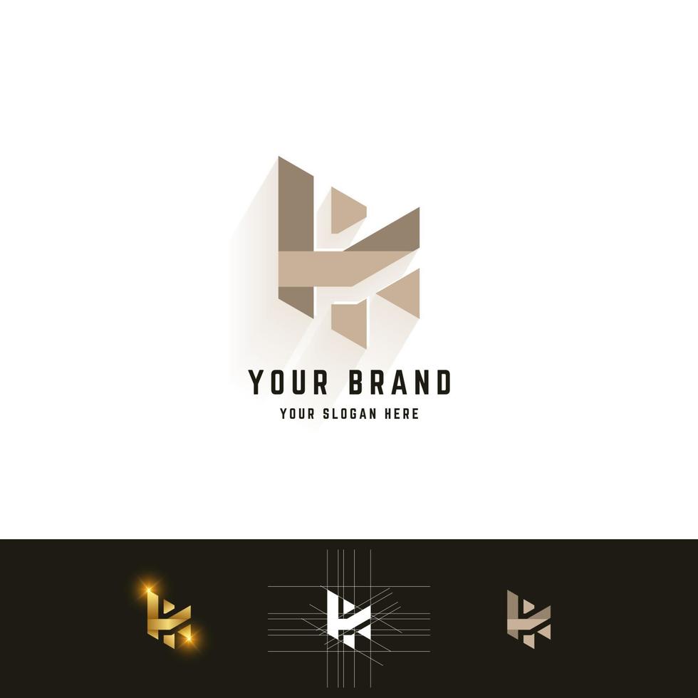letra hk ou lk monograma logotipo com design de método de grade vetor
