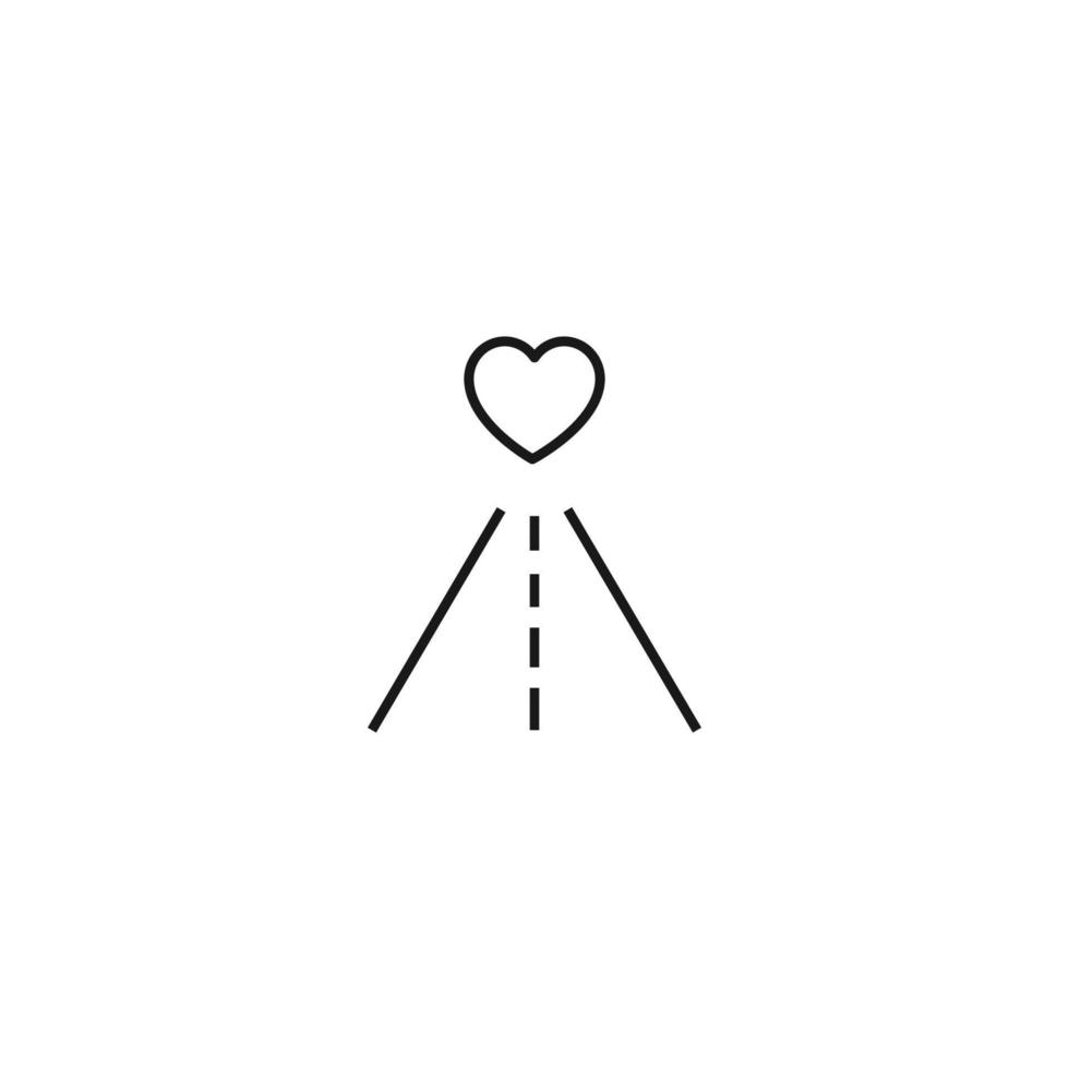delinear o símbolo monocromático desenhado em estilo simples com linha fina. traço editável. ícone de linha de coração no final da estrada de automóvel pavimentada vetor
