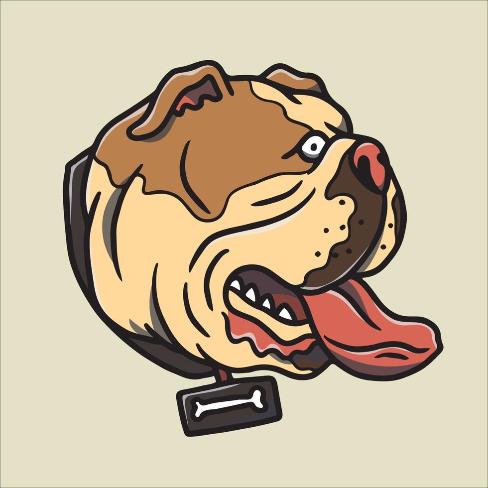 ilustração de buldogue bonito desenhada de mão vetor