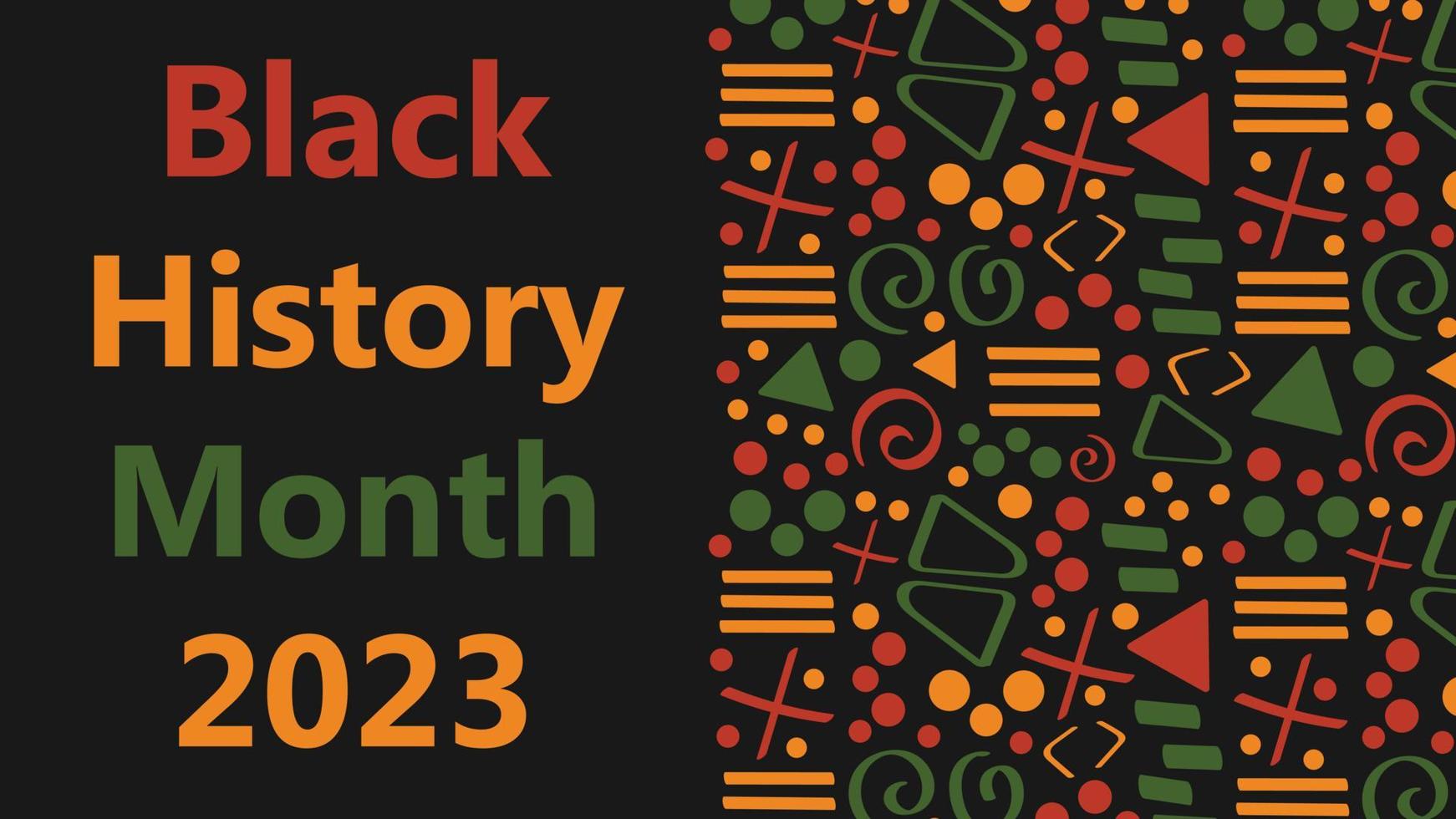 banner do mês de história negra 2023 com ornamento de padrão africano tribal - vermelho, amarelo, verde. plano de fundo para banner, cartão postal, design de vetor de panfleto