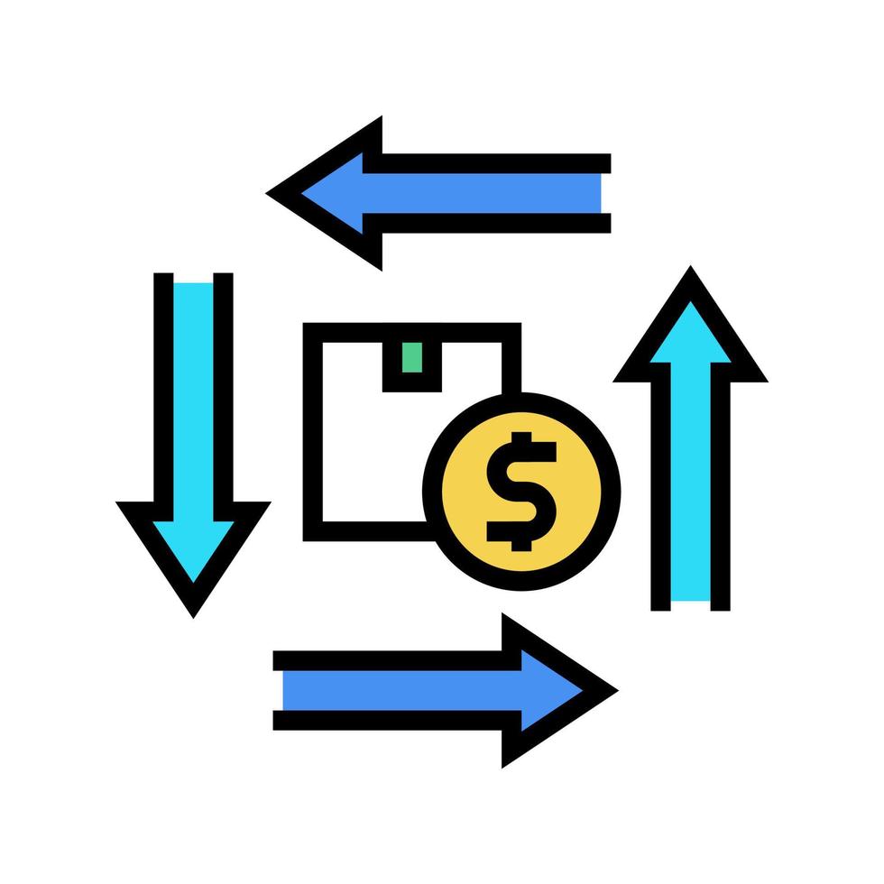 sinal de ilustração vetorial de ícone de cor de circulação de produto vetor
