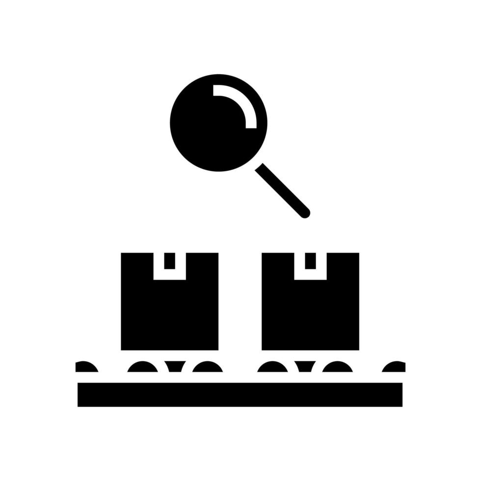 transportador logístico e ilustração vetorial de ícone de glifo de caixas de pesquisa vetor