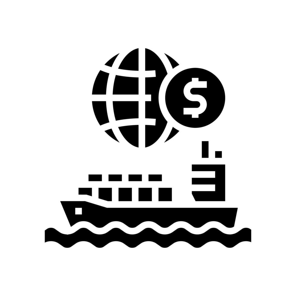 navio transporte ícone glifo vector ilustração preta