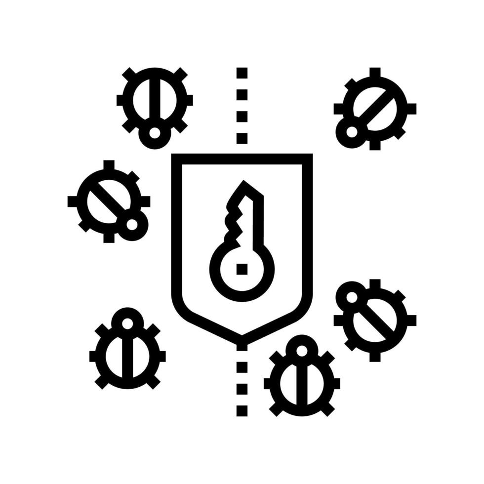 sinal de ilustração vetorial de ícone de linha de proteção contra bug vetor