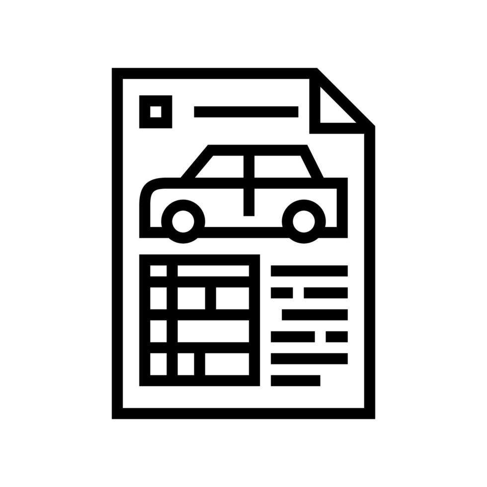 ilustração em vetor ícone de linha de lista de papel de características do carro