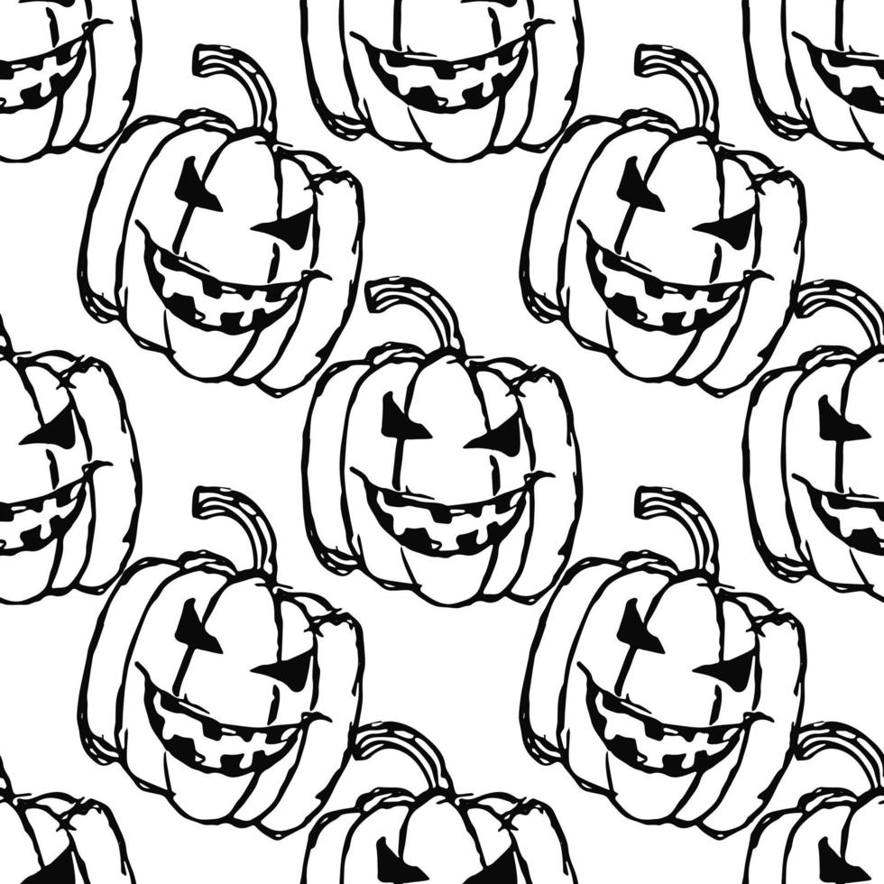 padrão de vetor de halloween sem costura. vetor de doodle com ícones de halloween