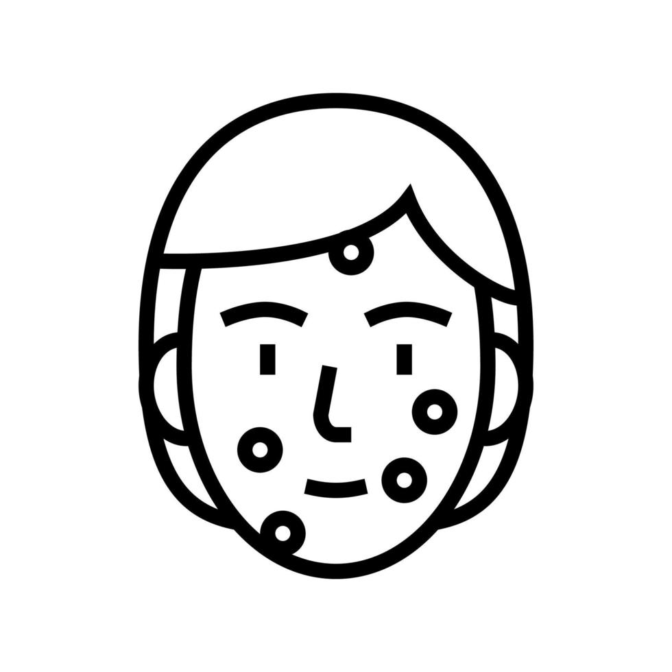 rosto ícone de linha de acne ilustração em vetor preto