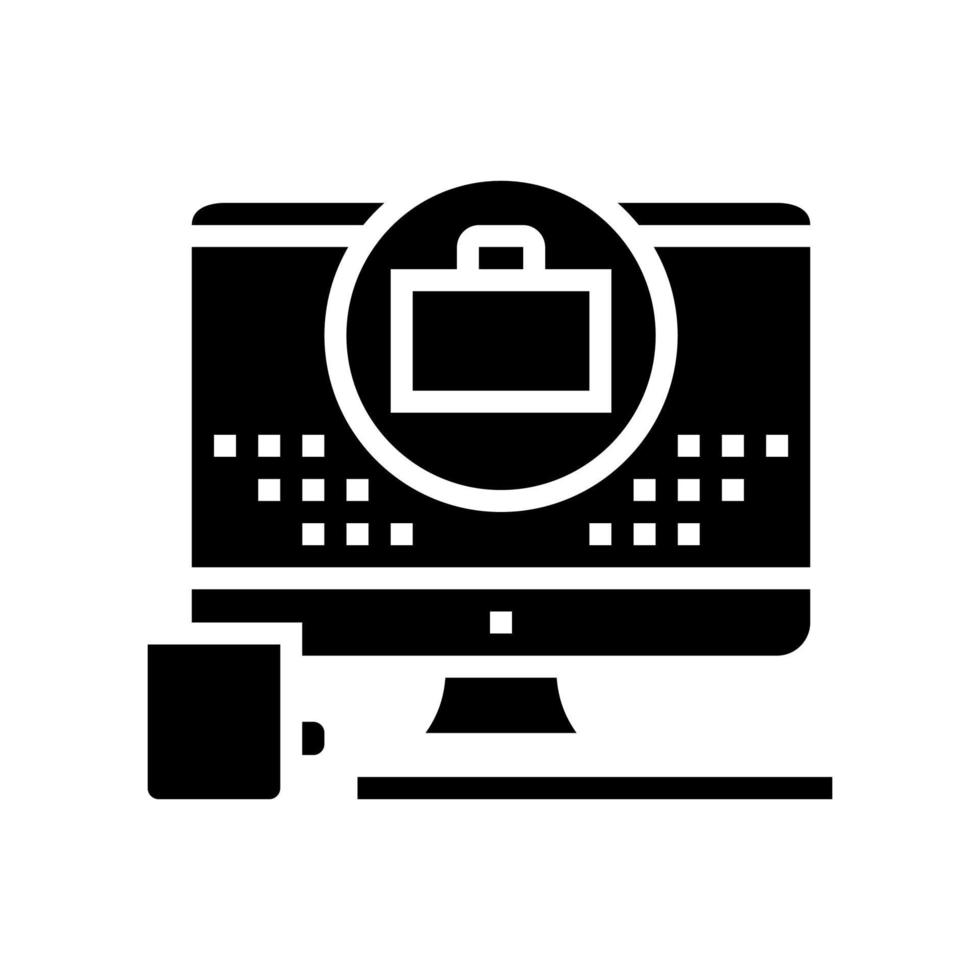 ilustração em vetor ícone glifo de tela de computador de trabalho remoto