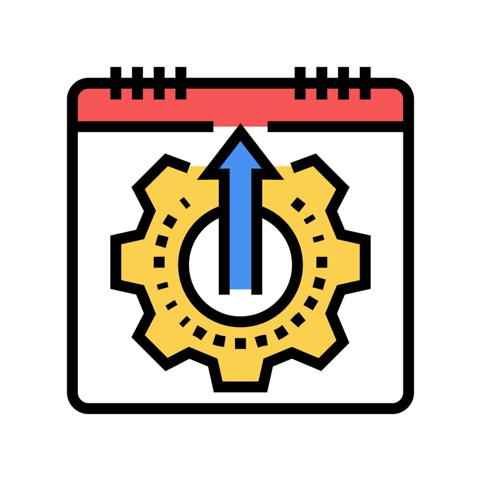 ilustração em vetor ícone de cor de calendário de processo de trabalho de data