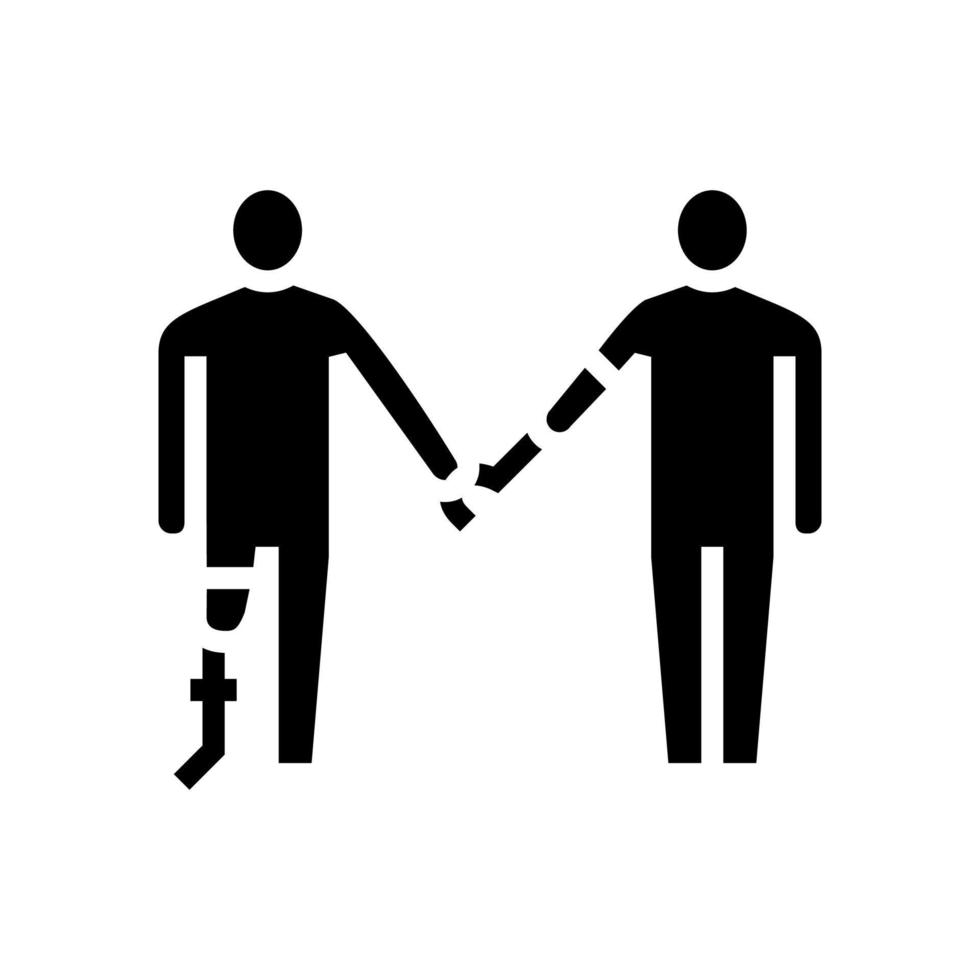 prótese de perna e braço com deficiência ilustração em vetor ícone glifo humano