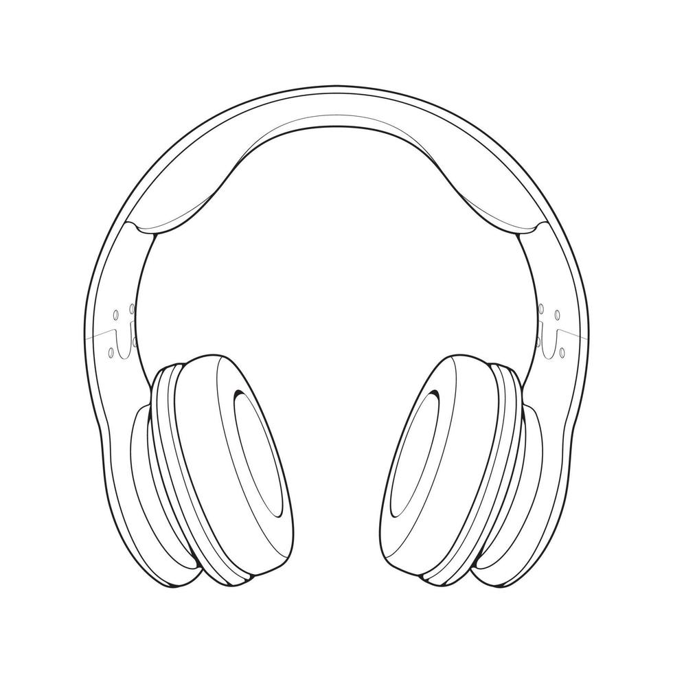 ilustração vetorial de fones de ouvido de arte de linha, conceito de música, vetor de arte de linha, fones de ouvido portáteis, vetor de fones de ouvido