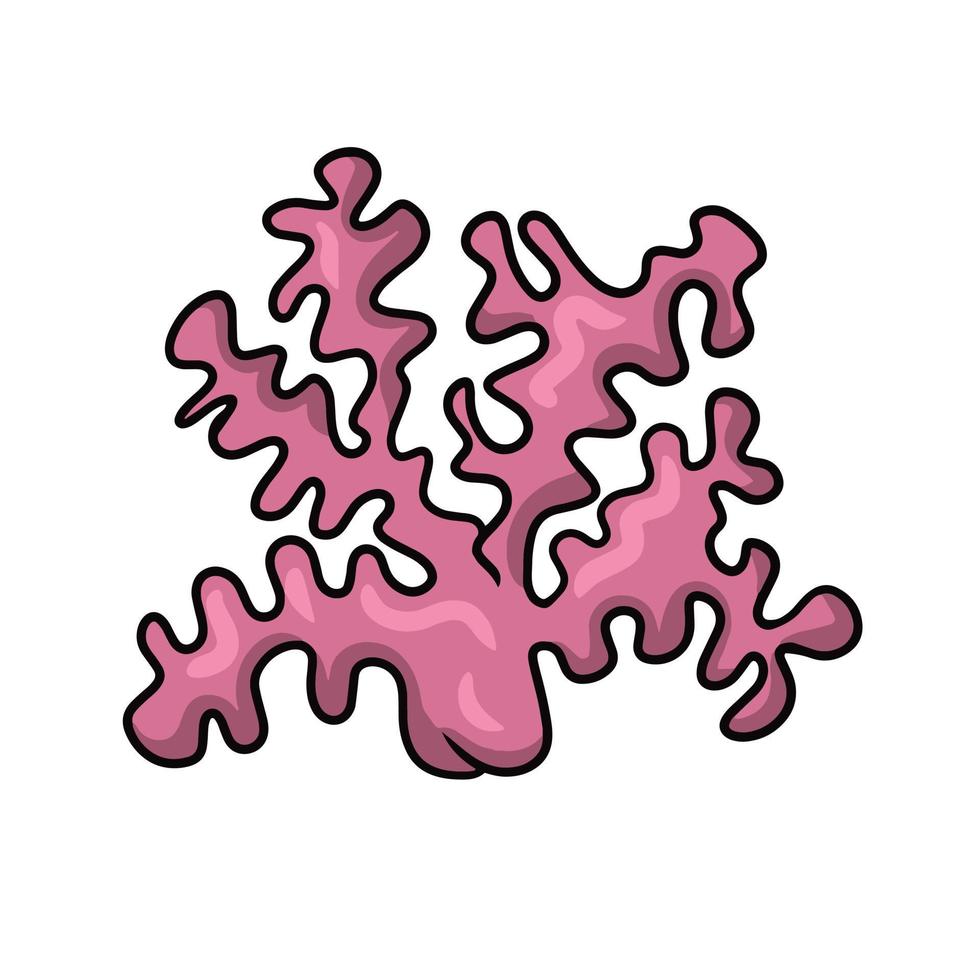 um raminho de coral rosa, habitantes do mar tropical, ilustração vetorial em estilo cartoon em um fundo branco vetor
