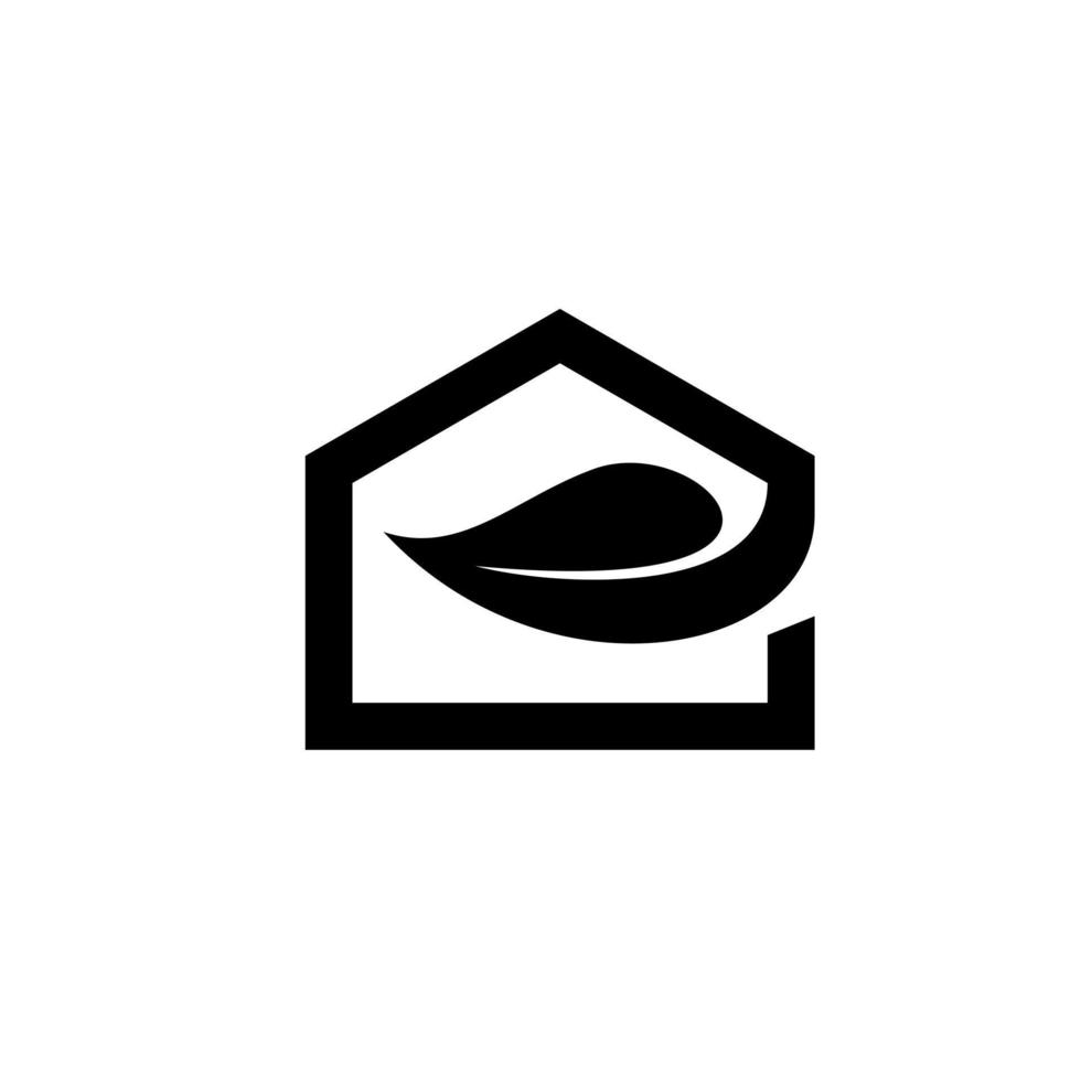 vetor de design de logotipo de casa de folha, ilustração de modelo de conceitos de logotipo de casa de natureza criativa. vetor profissional