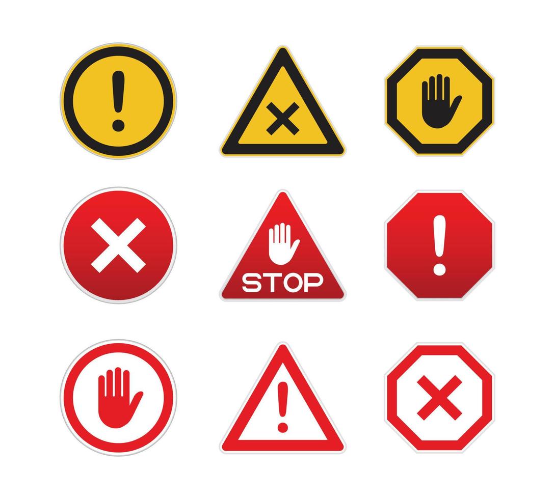 sinal de aviso, conjunto de sinais de perigo de tráfego vetor