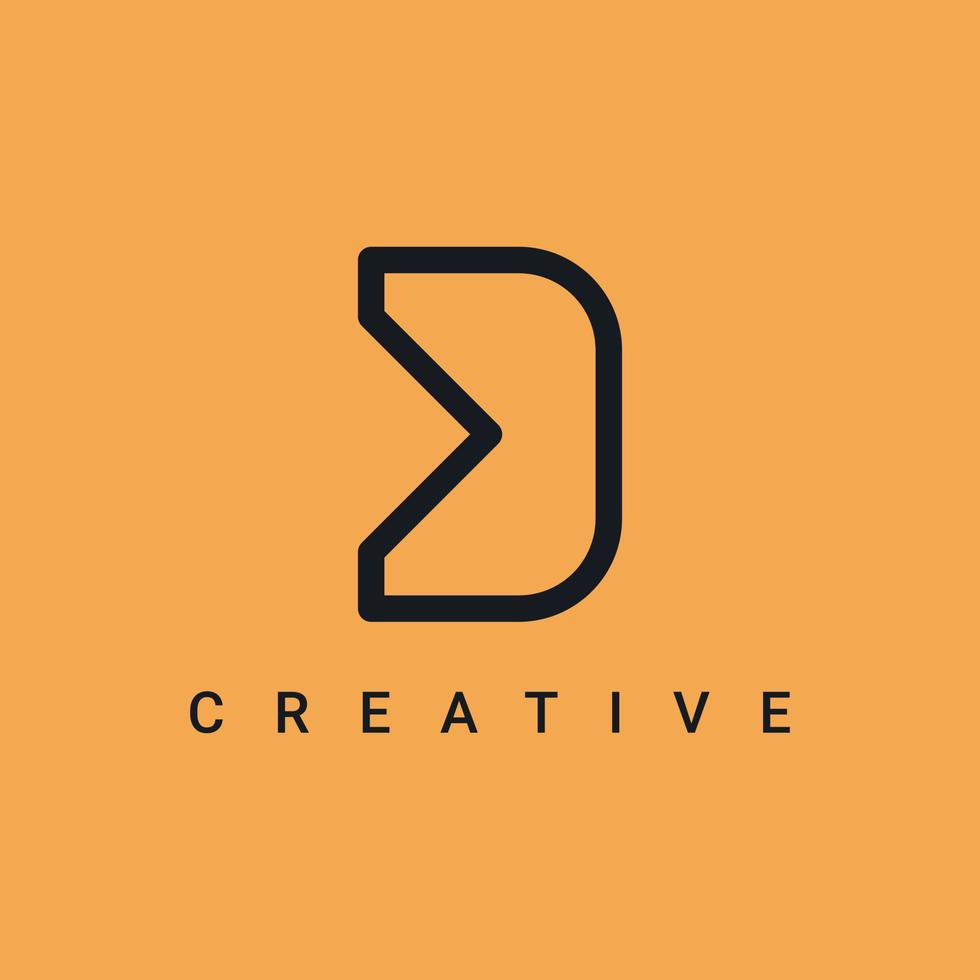 design de logotipo de símbolo de ícone de letra d, design de vetor de logotipo de tipo de linha minimalista e criativo