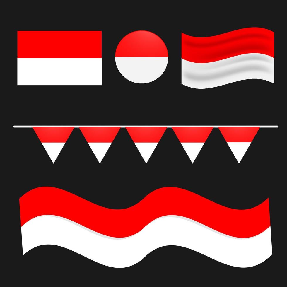 vetor de design de coleção de bandeira indonésia