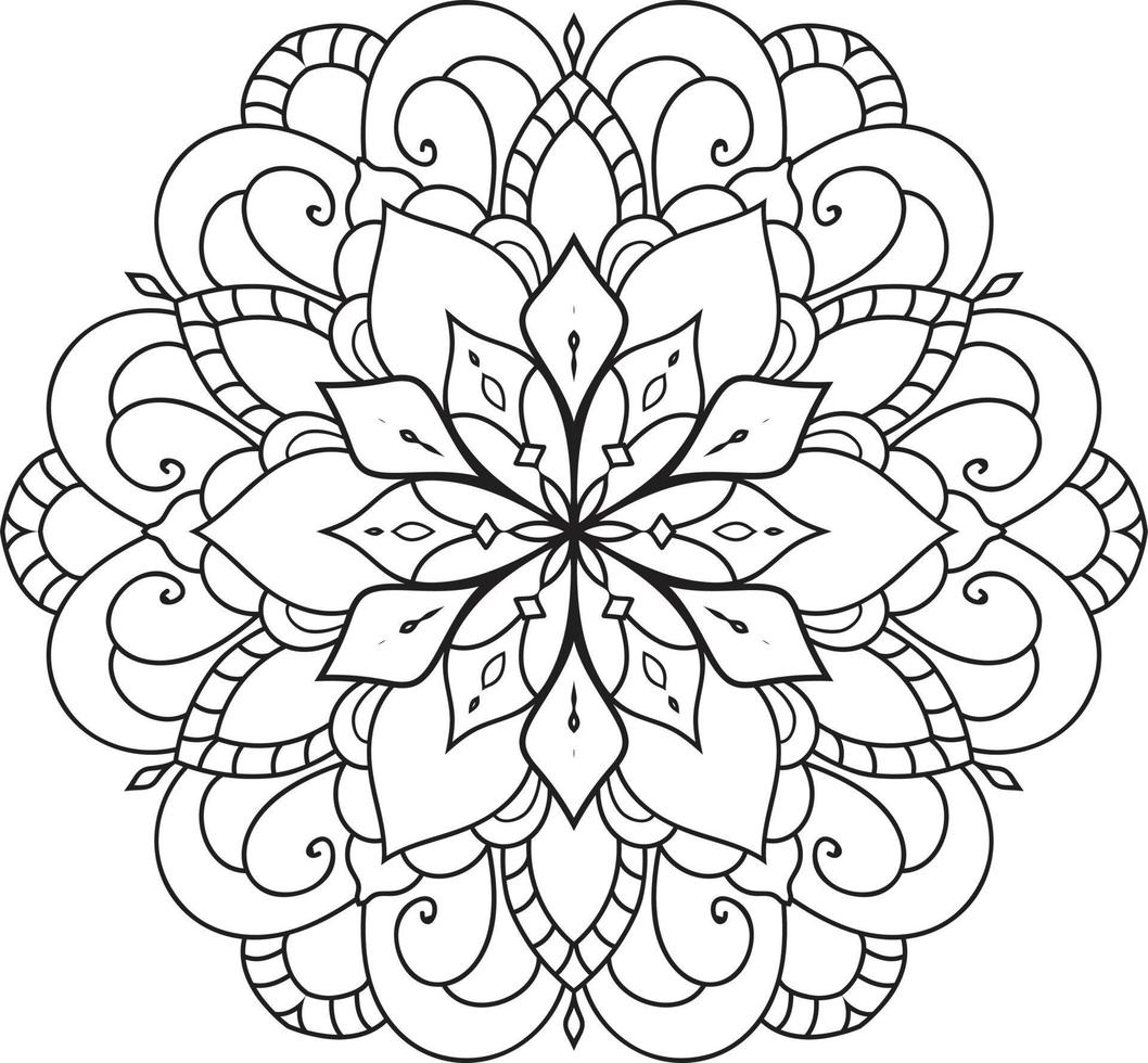 vetor de flor de mandala círculo preto e branco pro