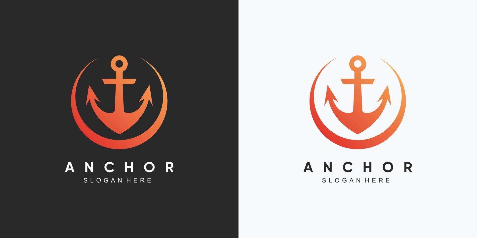 modelo de design de logotipo de ícone marinho âncora com elemento criativo vetor