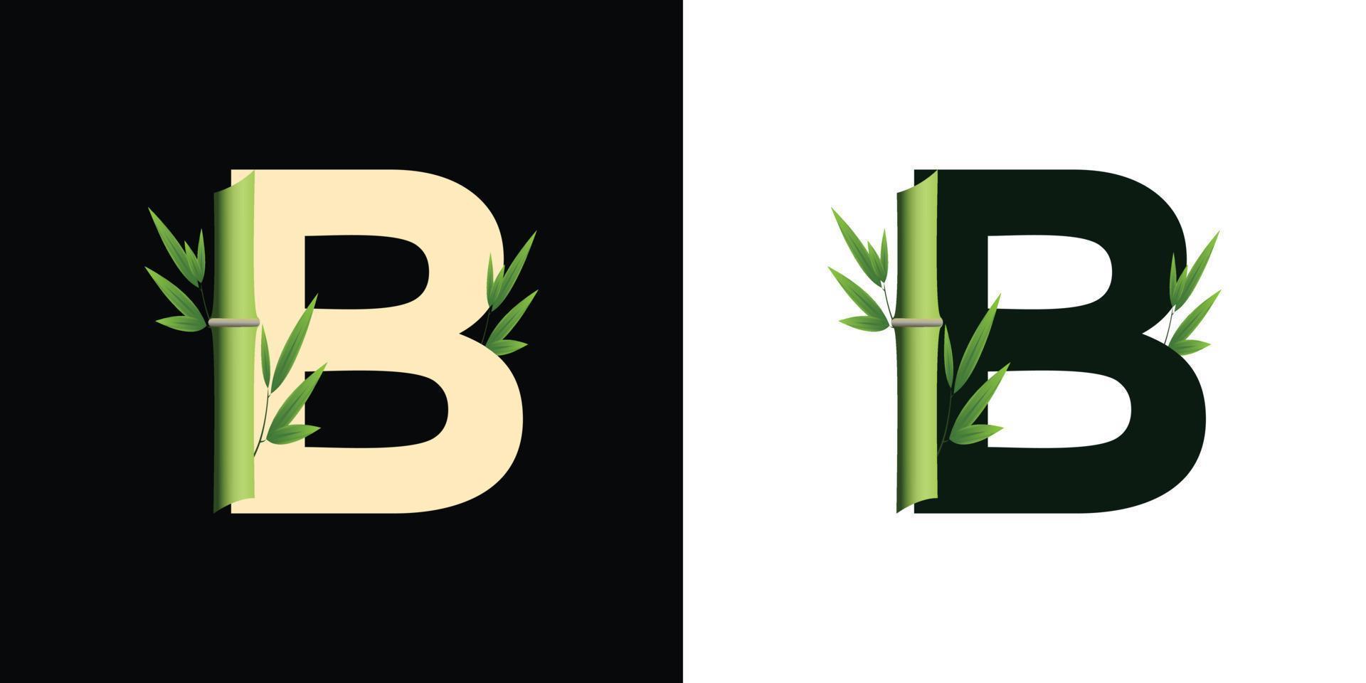 b design de ícone de logotipo de bambu com letras baseadas em iniciais criativas de modelo vetor