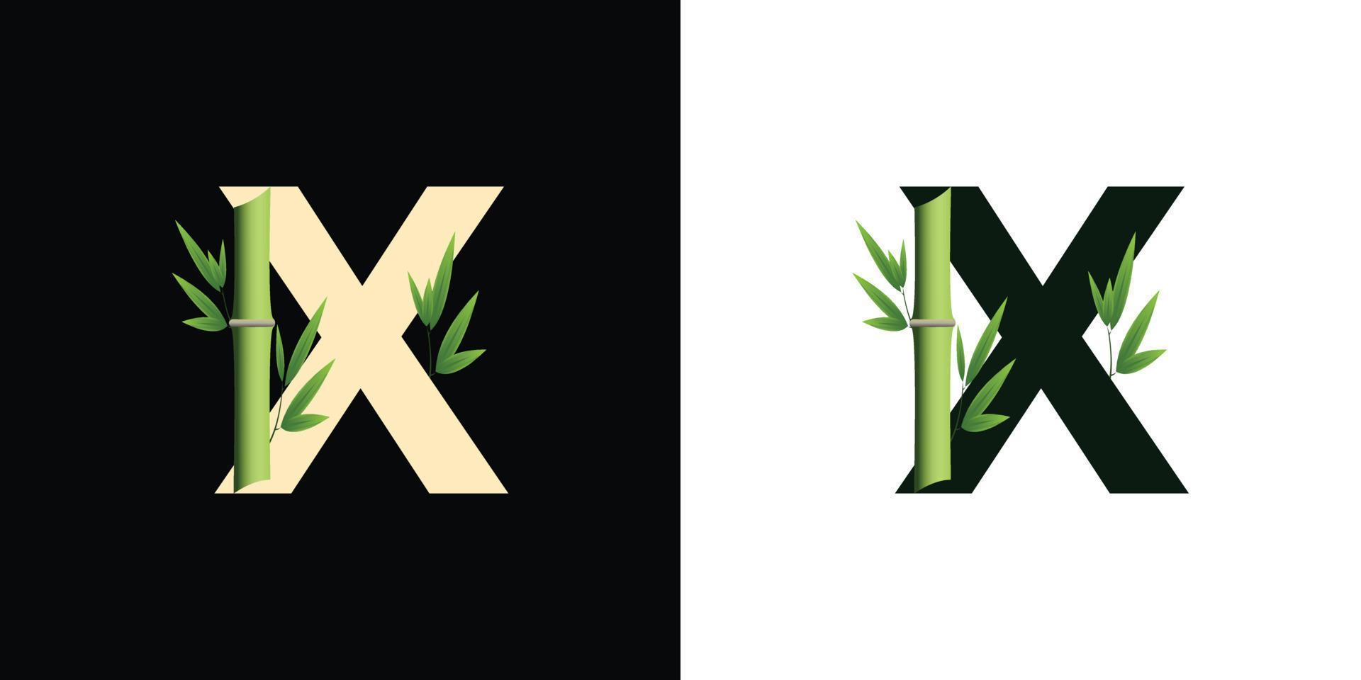 x design de ícone de logotipo de bambu com letras baseadas em iniciais criativas de modelo vetor