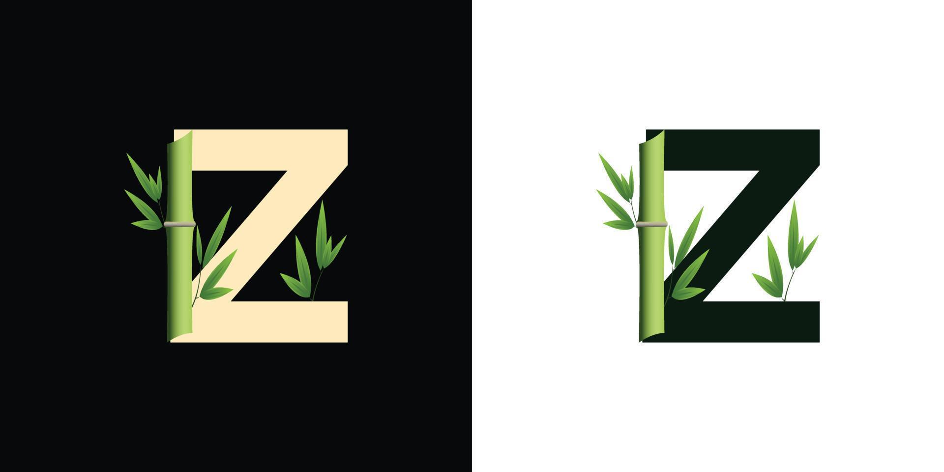 z design de ícone de logotipo de bambu com letras baseadas em iniciais criativas de modelo vetor