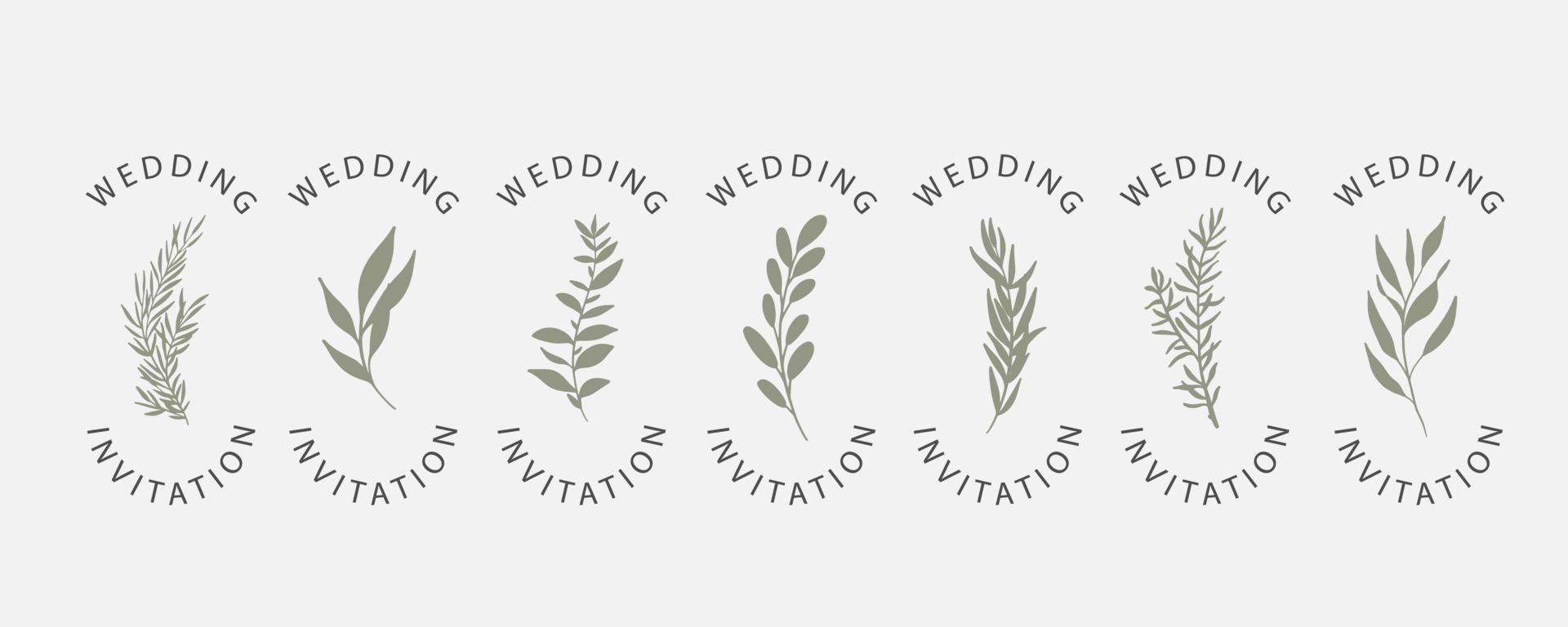 logotipos de casamento, coleção de monogramas elegante e delicada desenhada à mão. vetor