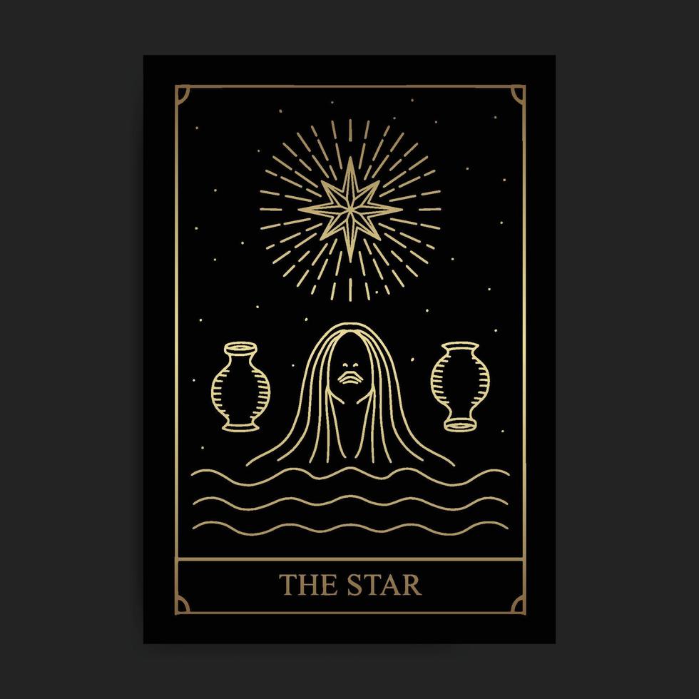 a estrela mágica dourada arcana maior carta de tarô vetor